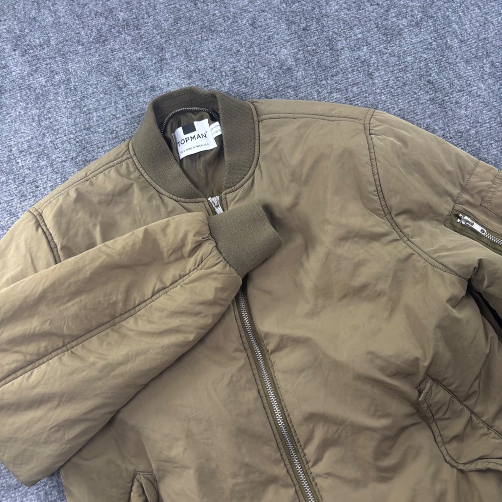 Topman Bomber Jacket Small Olive Green Full Zip Padded Mens